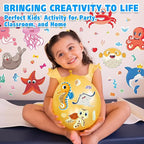 Aowplc 42 Pcs Ocean Animals Make-a-Face Sticker Sheets for Kids - 14 Sea Creature Designs for Party Favors, Classroom Activities, Arts & Crafts