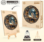 WOODBESTS Wooden Puzzles for Adults - Moonlit Owl Wooden Jigsaw Puzzle, Unique Animal Wood Puzzles Adult, Xmas Puzzle Gifts for Puzzles Lovers(270Pcs, L, 13.4"x13.4")