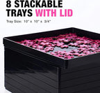 8 Black Puzzle Sorting Trays with Lid 10" x 10" | Puzzle Organizers and Storage | for Puzzles Up to 2000 Pieces