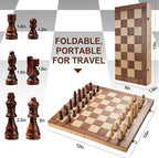 12 Inch Portable Travel Chess Set for Kids & Adults, Small Magnetic Wooden Chess Boards for Adults, Folding Chessboard Game for Kids