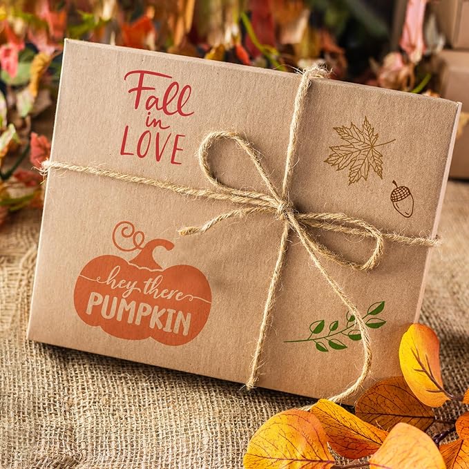 Whaline 4 Sheet Fall Thanksgiving Words Clear Stamps Greeting Words Pumpkin Maple Leaves Silicone Transparent Stamps Happy Fall Stamp Cards for DIY Craft Card Making Scrapbooking Embossing Album Decor