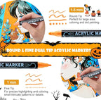 30 Colors Waterproof Dual Tip Acrylic Paint Pens, Dot & Fine Tip Premium Coloring Drawing Markers Set for Wood, Rock Painting, Canvas, Glass, Ceramic Surfaces and DIY Crafts Making Art Supplies