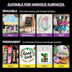 WUO window Chalk Markers,8 Colors Car Markers,15mm 3-in-1 Jumbo Wide Nib, Dust-Free & Non-Toxic - Erasable Blackboards Marker for Rock Painting, Poster, Stone, Ceramic, Glass