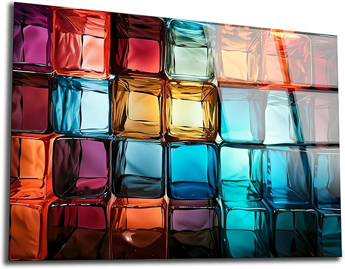 SpiritualHands Magical Light Play and Stunning Colors Tempered Glass Wall Art Painting for Living Room, Tempered Glass Modern Prints Decor, Large Vivid Color Panel for Bedroom, Kitchen, or Office