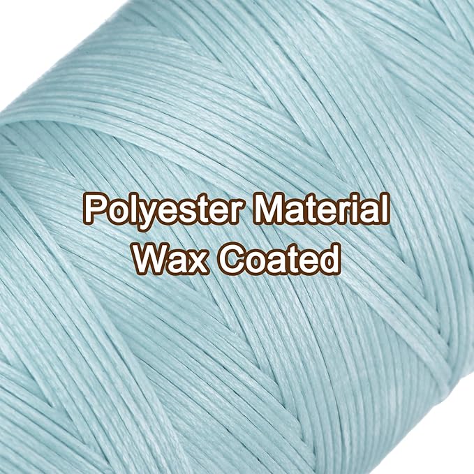 Uxcell 150D 0.8mm Flat Waxed Polyester Leather Sewing Thread, Dark Blue, 284 Yards (260m), 1 Roll
