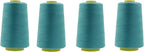 Mandala Crafts 4 Pack of Serger Threads Cones Spools - 40S/2 24000 Yards Polyester Turquoise Threads for Sergers Machine and Overlock Quilting Sewing Machine