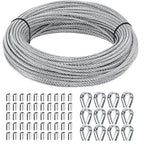 1/8 inch Wire Rope Kit, Haploon 33ft Wire Cable Rope Stainless Steel Cable Railing kit, 50 Pcs Aluminum Crimp Sleeves and 12 Pcs Thimble for Decking,Railing,DIY Outdoor Shades, Picture Hanging