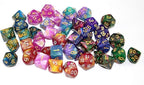 SmartDealsPro 6 x 7 Sets (42 pcs) Glitter Polyhedral Dice Sets with Pouches for DND RPG MTG Dungeon and Dragons Table Board Roll Playing Games D4 D8 D10 D12 D20 (6 Sets)