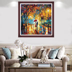 Redxing Stamped Cross Stitch Kits Full Range of Embroidery Starter Kits- Needlepoint Counted Cross Stitch Kits for Beginner Adults 11CT Printed Embroidery Kit-Couple Strolling Rainy Night 18x18 inch