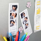 Magnetic Frames For 2x6 Photo Booth Strips – Set of 5 – White, Black, or Floral Design Photo Picture Holders – Magnetic Paper Cutout for Photobooth Photos – Simple Slim Frames for Fridge, Locker, or Party Keepsakes (5, WHITE)