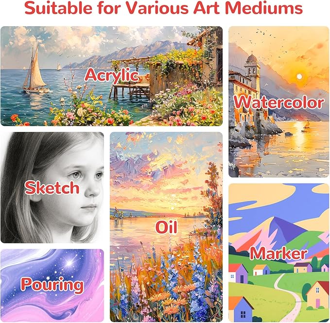 8x8inch Small Canvases for Painting, 20 Pack Canvas Boards Primed Acid Free for Oil, Watercolor, Acrylic Paint