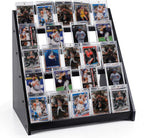 Trading Card Display Stand,5-Tier Bamboo Baseball Card Display Case, 35 pt Sports Card Display for Card Game Collection (Black)