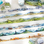 6 Rolls Landscape PET Tape,Transparent Nature Stickers for Scrapbook Supplies,Diaries,DIY Craft,Junk Journal,Album,Journaling(Mountain)