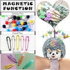 Cute Hedgehog Wrist Pin Cushion for Sewing with Magnetic, Snap Bracelet Wrist Bands for Pins and Needles Include 50 Lovely Butterfly Straight Pins.