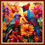 Magxvouy Cross Stitch Kits Stamped Full Range of Embroidery Kits,Cross Stitch Patterns Needlework Kits for Beginners 11CT Printed Kits&Colorful Flowers and Birds 18x18 inch