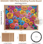 1000 Pieces Rotating Puzzle Board with 6 Drawers, Lazy Susan & Transparent Cover, 30.2"x22.4" Portable Wooden Jigsaw Puzzle Board , Great Gift for for Puzzle Enthusiasts
