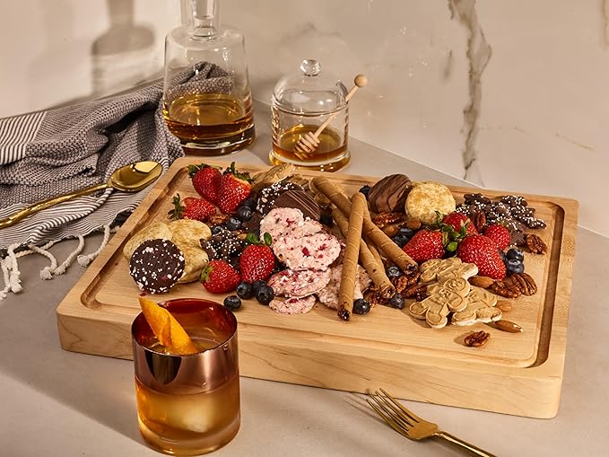 Sonder Los Angeles, Made in USA, Large Thick Maple Wood Cutting Board for Kitchen with Juice Groove, Sorting Compartment, Charcuterie Wooden Board 17x13x1.5 in (Gift Box Included)