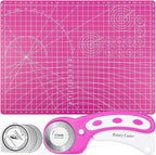 Rotary Cutter and Mat Set, Audab Self Healing Sewing Mats Shirt Cutter 45mm Fabric Cutter Wheel with 2 Blades Rotary Cutting Mat for Crafts Fabric Quilting Hobby (9" x 12" (A4)