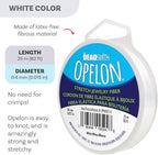 The Beadsmith Opelon Stretch Cord – Elastic Beading Fiber, White, 0.4 mm Diameter, 25 Meters (82 ft) Spool