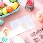 Whaline 5 Sheet Easter Clear Stamps Bunny Rabbit Egg Gnome Words Silicone Transparent Stamps Border Rubber Stamp Cards for DIY Crafts Card Making Scrapbooking Album Supplies