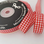 Red and White 100% Polyester Gingham Ribbon 25 Yards Each Roll (5/8", red)