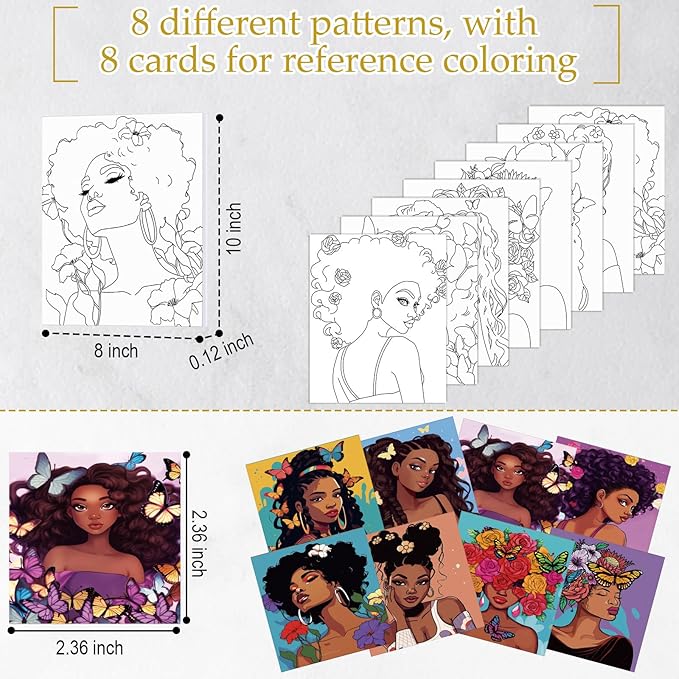 Cholemy 36 Pcs Paint and Sip Kit for Adults 8''x10'' Pre Drawn Canvas for Painting DIY Afro Acrylic Painting Kit Wood Easel Brushes Date Night Bulk for Christmas Party Gifts(Sunshine Lady)