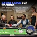 8 Player Poker Table with 2 Interchangeable Game mats, Texas Holdem Poker and Blackjack, Collapsible Casino Table with Padded Rails and XXL Cup Holders for Wine and Whiskey Glasses, (71 in)