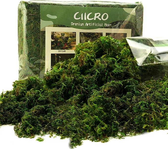 Moss for Plants Indoor, 16OZ Fresh Green Artificial Moss for DIY Crafts, Table Centerpieces- Faux Grass for Hamsters Micro-Landscape Terrariums Centerpieces Decor (Fresh Green)