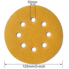 5-Inch 8-Hole Hook and Loop Sanding Discs 120-Grit Random Orbit Sandpaper, 50-Pack