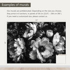 AFZEVEB-Black Peony Floral Wallpaper Vintage Large Flower Wall murals for Bedroom 136"x96"(Not Peel and Stick)