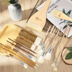 Pottery Glaze Brushes,16 PCS Painting Ceramic Brush Set, Different Shape Wool Soft Bristle for Ceramic Pottery Glazing Creation