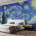 wall26 Wall Sticker/Wall Mural Starry Night by Vincent Van Gogh Dutch Impressionism, Not Peel and Stick, Non-Woven Wallpaper Decorative for Bedroom, Living Room,Office - 132x120 inches