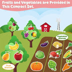 Kids Felt Board Set with 90 Fruits & Vegetables Pieces - Interactive Learning & Education Toys for Preschool Homeschool, Vibrant Colors Pretend Play Toys with Storage Bag & Velcro Dots