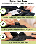 ZlideOn Zipper Pull Replacement - 3pcs, Black, Large - Instant Zipper Replacement Slider Multipack