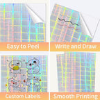 Printable Sticker Paper, 20 Sheets Printable Holographic Sticker Paper, Laser/Inkjet Printing- Holographic, Letter Size (8.5" x 11")
