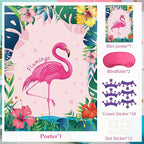 ASTARON Pin The Crown on The Flamingo, Flamingo Theme Party Game with 24 Crown Stickers for Birthday Party and Hawaiian Luau Tiki Party Supplies
