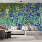 wall26 Wall Sticker/Wall Mural Irises by Vincent Van Gogh Dutch Impressionism, Not Peel and Stick, Non-Woven Wallpaper Decorative for Bedroom, Living Room,Office - 132x120 inches