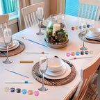 6 Sets Paint Your Own Wine Glass Set with 12 Markers, 2 Outliners, 36 Acrylic Paint Strips, 12 Brushes and 6 Palette for Adults, Ladies Night or Couple