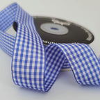 Blue and White Gingham Ribbon Plaid Ribbon 25 Yards Each Roll 100% Polyester (1", Blue)