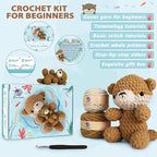 Crochetta Crochet Kit for Beginners, Crochet Starter Kit w Step-by-Step Video Tutorials, Beginner Crochet Kit for Adults Kids Women Men Complete Kit Included (Otter Mom and Baby)