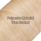 uxcell 150D 0.8mm Flat Waxed Thread 284 Yards Polyester Leather Sewing Waxed String Hand Stitching Waxed Cord for Leather Stitching Sewing Bookbinding DIY Craft Light Beige