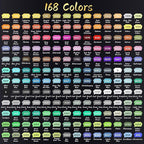 Caliart Markers, 168 Colors Dual Tip Art Markers Sketch Pens Permanent Alcohol Based, with Case for Adult Artist Halloween Drawing Sketching