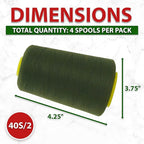 Mandala Crafts 4 Pack of Serger Threads Cones Spools - 40S/2 24000 Yards Polyester Olive Green Threads for Sergers Machine and Overlock Quilting Sewing Machine