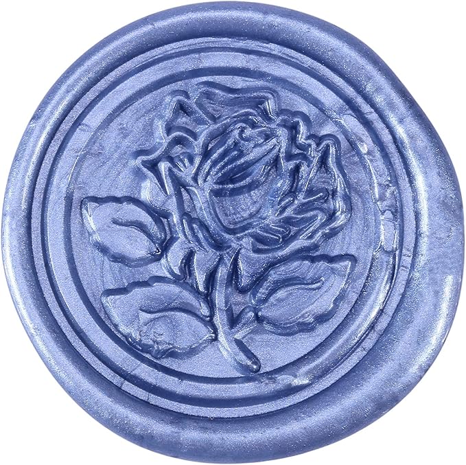 Yoption 5 Pieces Metallic Blue Sealing Wax Sticks, Antique Totem Fire Manuscript Wax Seal Sticks with Wicks for Wax Seal Stamp (Metallic Blue)