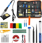 Soldering Iron Kit, 21-in-1 with Adjustable Temperature, 5 Soldering Tips, 60W Soldering Iron, Solder Wire, Desoldering Pump, Stand - A Welding for Electronic Hobbyist DIY with 110V US Plug