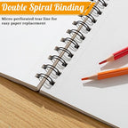 2 Pack Sketch Book with 36 Color Pencil Set, Spiral Kids Sketchbook for Drawing (68lb/100gsm), Acid-Free Sketch Pad for Kids Artist, Art Paper Drawing Supplies for Gifts (9×12 inch)