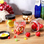 SATINIOR 12 Pack Plastic Container Jars with Lids Round Clear Travel Cosmetic Container Slime Jar for Toiletries, Lotion, Cream, Ointment, Makeup, Rhinestone, Sample, Kitchen Storage(8 oz,Black)