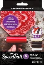 Speedball Pop-in 4" Roller Brayer Kit, Foam, Rubber, Hard Rubber & Acrylic