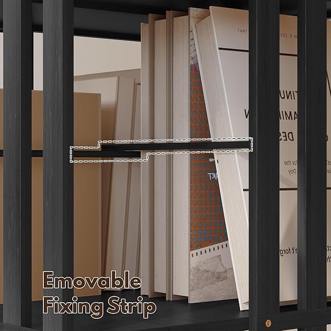 YOWOS Rotating Bookshelf Tower, 360 Display Spinning Bookcase, Bamboo Bookshelf Floor Standing Storage Rack, Wood Narrow Book Shelf Organizer for Kids&Adults (Black, 2 Tier)