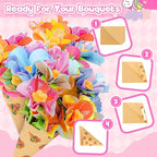 cosone Crafts Kits for Kids Ages 4-8, DIY Fabric Flower Bouquet Kit for 5 6 7 8 Year Girls Unicorn Flower Press Toys Educational Toy Preschool Birthday Gifts for Girls Handmade Activity Set - Pink